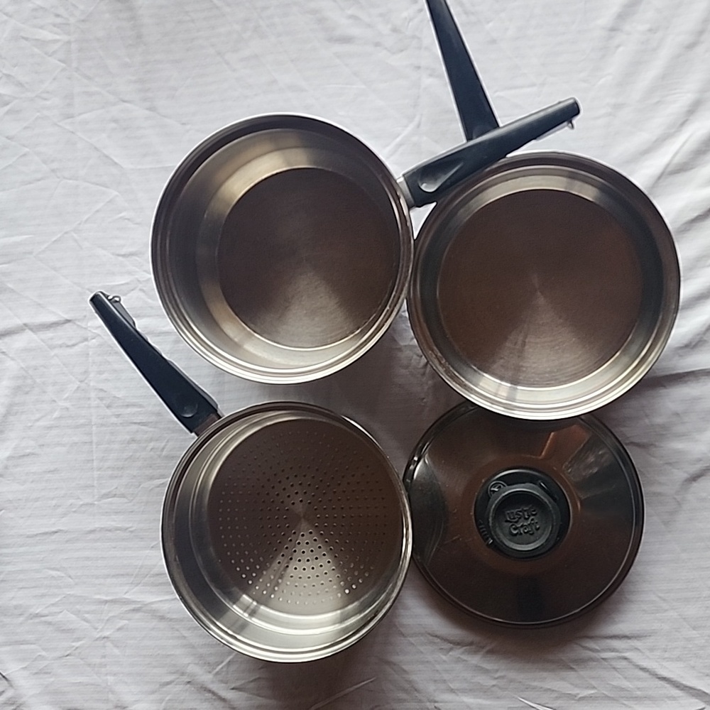 Set of 4, Vintage Lustre Craft. 5-Ply Cookware. Made in USA